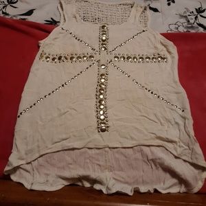 Cream Tea and Cup embellished tank